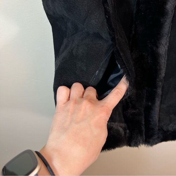 ✨ D’Carlo Women’s Suede Leather Fur Black Zip Up Vest Medium - Picture 5 of 11